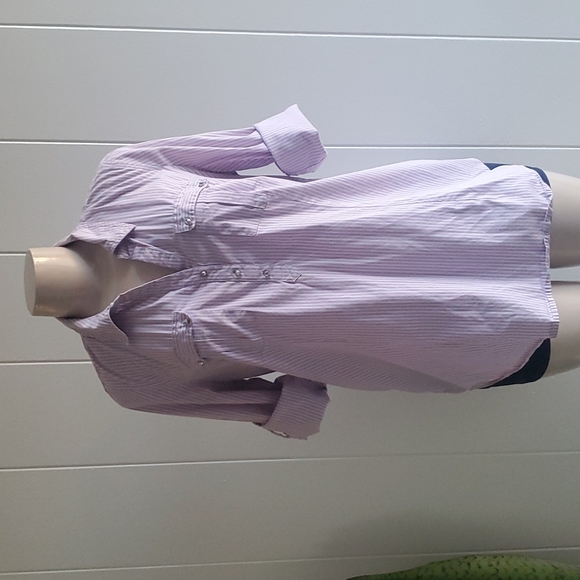 MOTHERHOOD MATERNITY STRIPE LAVENDER SIZE MEDIUM - Picture 4 of 7